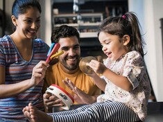 Happy family playing together 